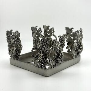 Scents & Accents 1998 Fine Pewter Candle Holder‎ Made in USA Grapevine
